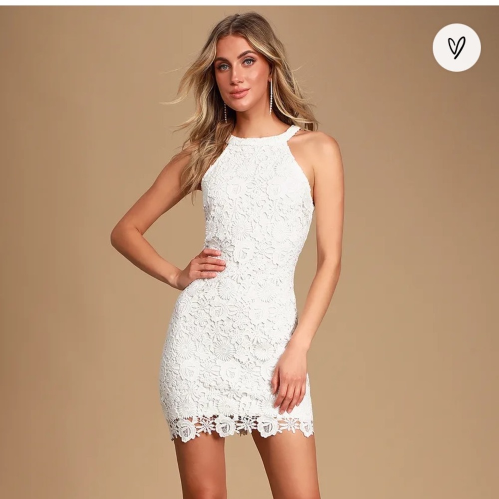 Lulu’s Love Poem Ivory Lace Mini Dress - Worn Once!